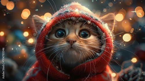 Super cute and lovely Christmas kitten