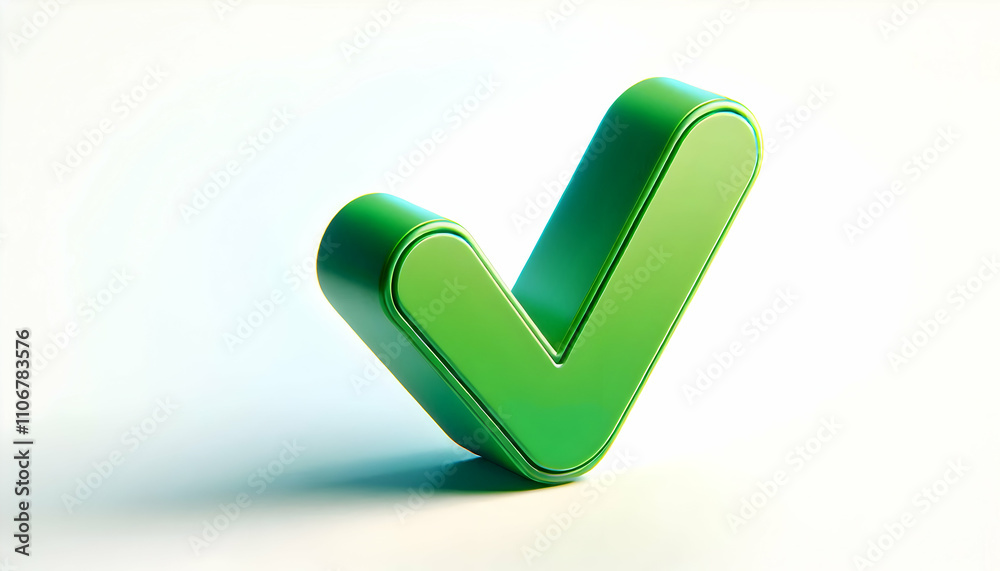 Icon A 3D check mark icon in bright green, isolated on a white background, symbolizing success and comple3 Icon A 3D check mark icon in bright green, isolated on a white background, symbolizing success and comple3