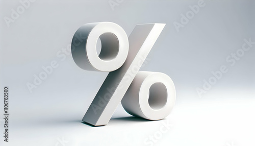  Icon A 3D metallic number 0 and percent symbol, isolated on a white background, representing zero interest or no change