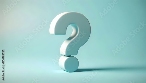  Icon 3D rendering of an isolated question mark on a pastel teal background, creating a sense of curiosity4