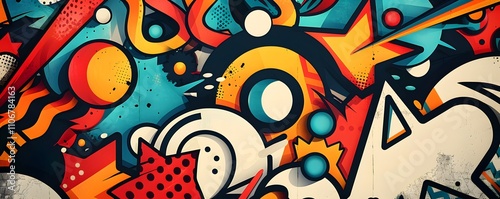 Abstract Colorful Graffiti Wall Art Design