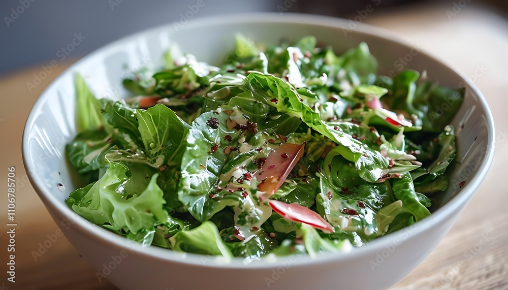 a bowl of mixed leafy greens with light dressing a bowl of mixed leafy greens with light dressing