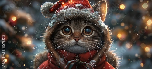 Super cute and lovely Christmas kitten
