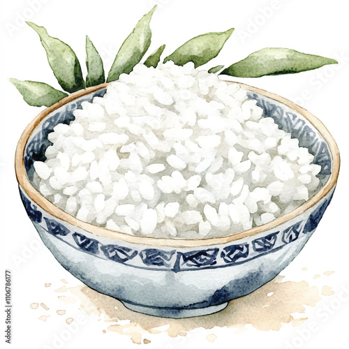 Rice watercolor clipart illustration