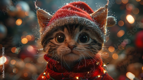 Super cute and lovely Christmas kitten