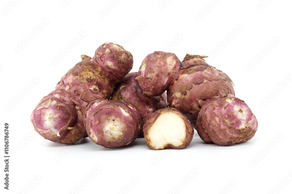 Fresh Jerusalem Artichokes Displayed on a Clean White Background Fresh Jerusalem Artichokes Displayed on a Clean White Background