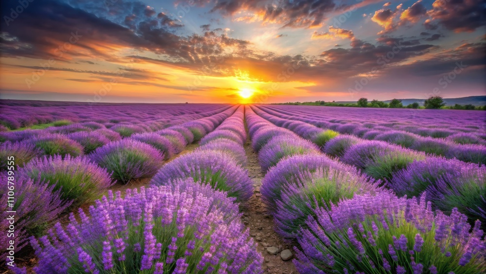 Lavender blooms in the field at sunset , Lavender, blooms, field, sunset, purple, flowers, nature, beauty, peaceful Lavender blooms in the field at sunset , Lavender, blooms, field, sunset, purple, flowers, nature, beauty, peaceful