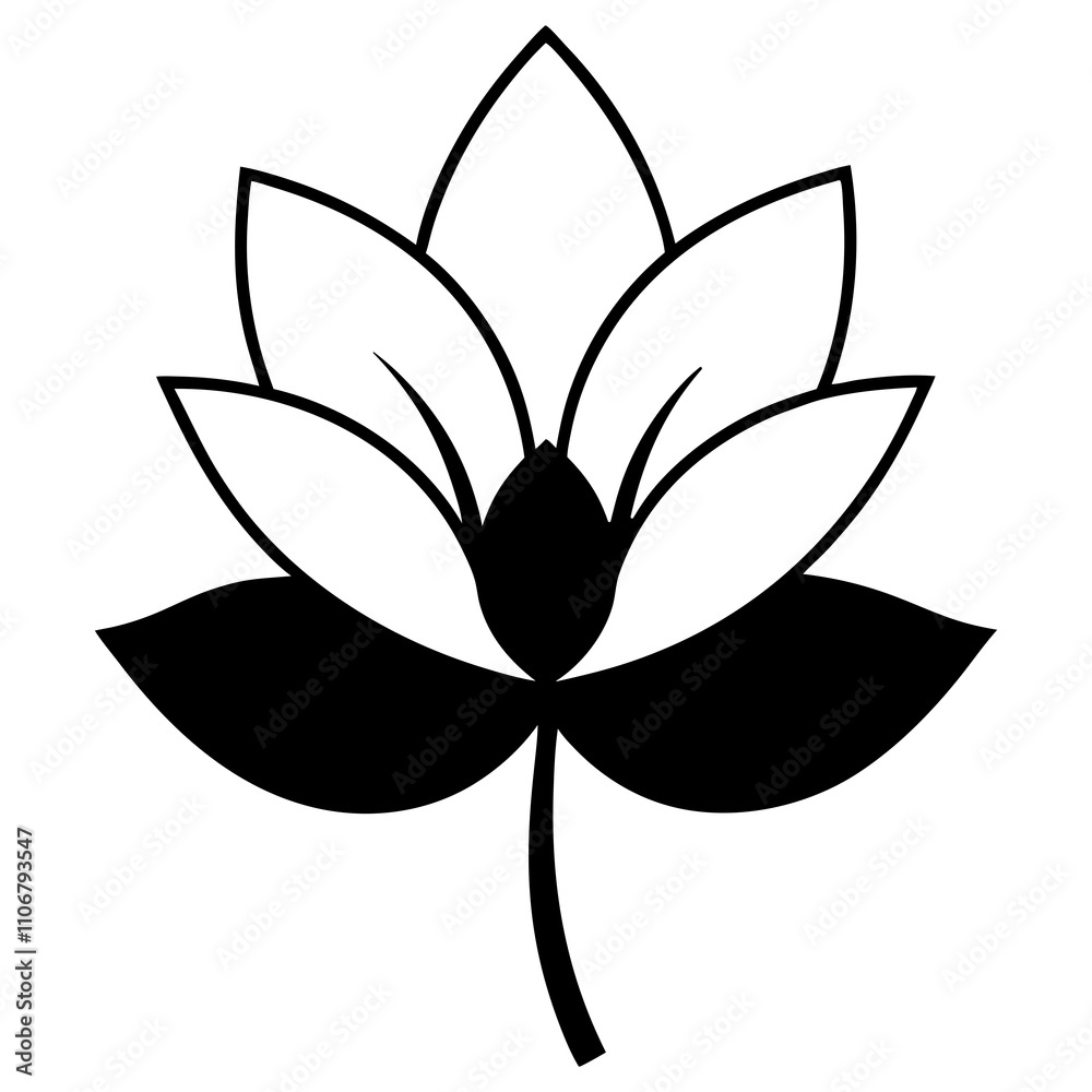 flower silhouette vector for template