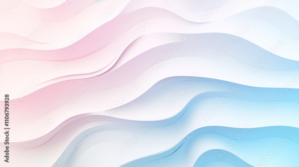 Fototapeta premium Minimal abstract waves in soft blue and white hues.
