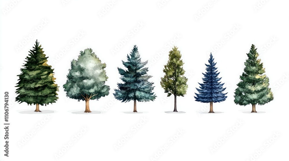 Fototapeta premium Festive Christmas Tree Elements for Holiday Designs - Vector Set