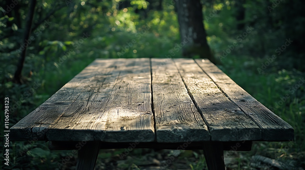 Fototapeta premium wooden table in the middle of a nature background