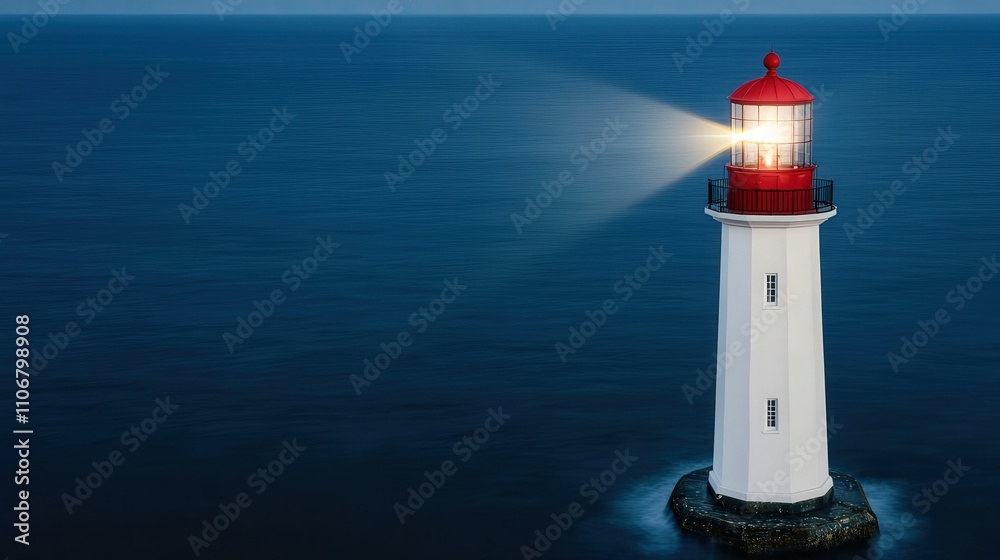 A serene lighthouse stands tall by the ocean, its beam of light cutting through the darkness, guiding ships safely. A serene lighthouse stands tall by the ocean, its beam of light cutting through the darkness, guiding ships safely.