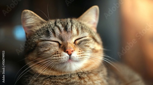 Cat with a playful or content expression, showing a smiling demeanor