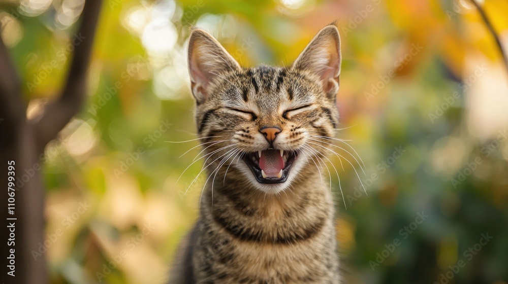 Cat with a playful or content expression, showing a smiling demeanor Cat with a playful or content expression, showing a smiling demeanor
