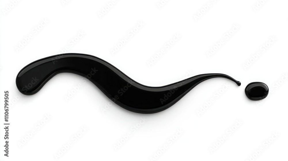 Flowing Black Oil Spill Puddle on White Background Flowing Black Oil Spill Puddle on White Background