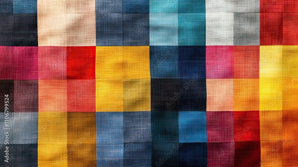 Fototapeta premium A colorful plaid pattern of checks displayed on a simple background