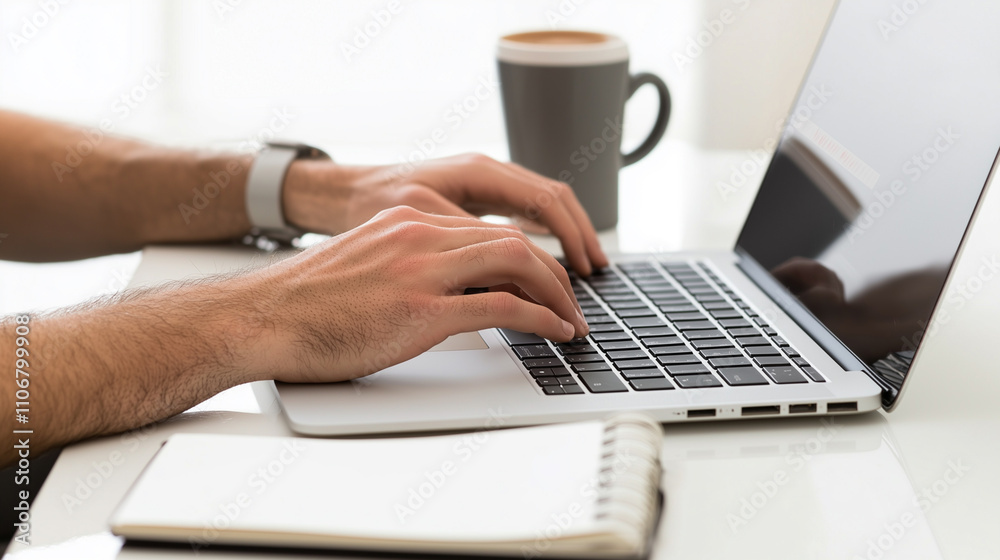 Writing a Professional Email at a Desk Writing a Professional Email at a Desk