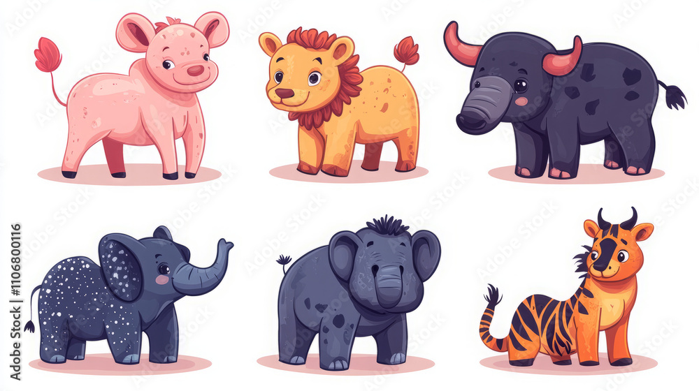 Fototapeta premium Cute and Playful Illustrations of Adorable Baby Animals for Kids