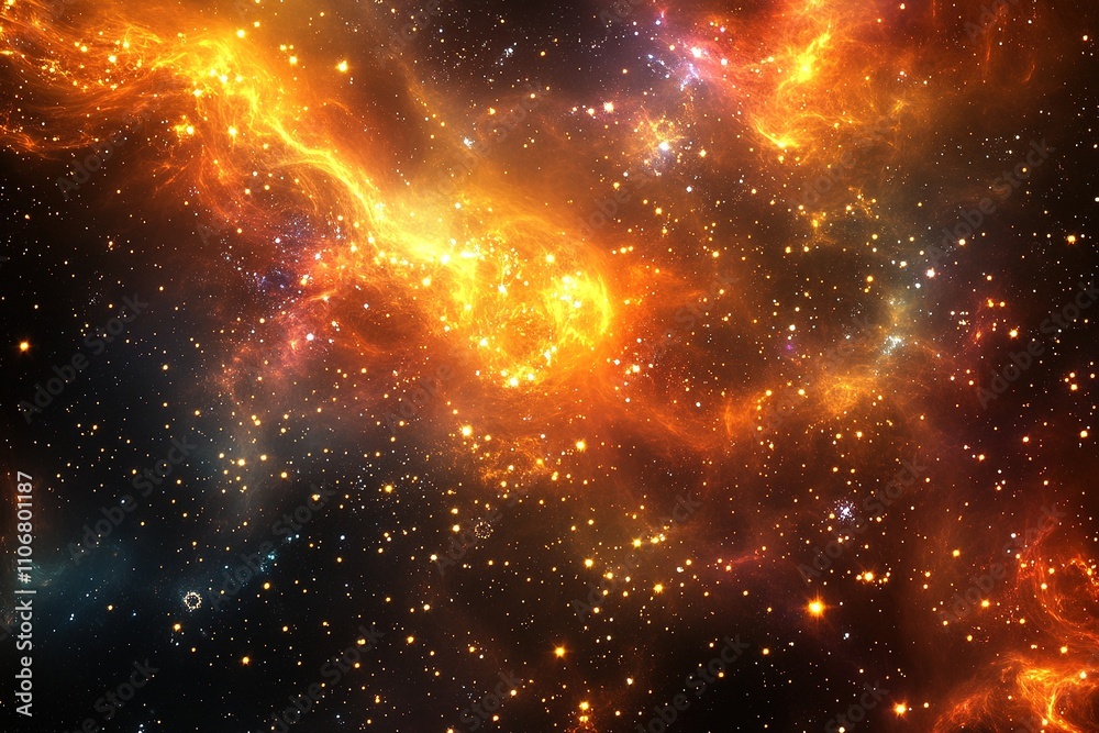 Flowing golden light waves with glowing particles Flowing golden light waves with glowing particles