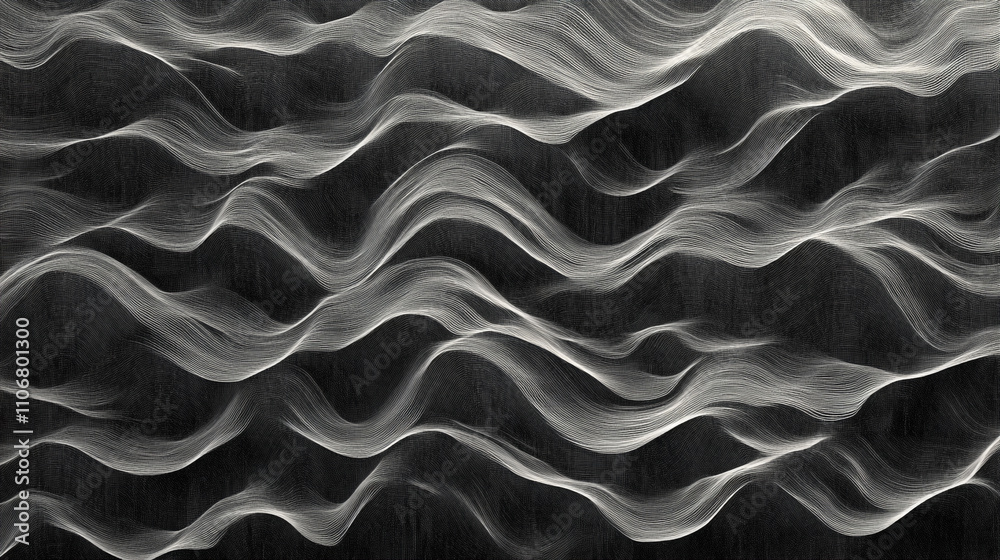 Obraz premium Abstract Black and White Wave Pattern Background