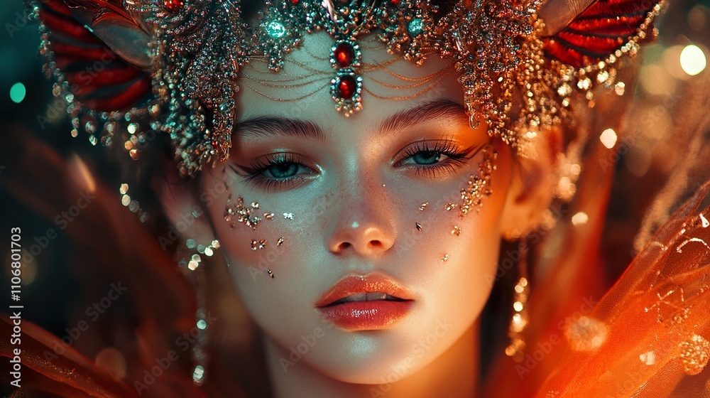 Enchanted Beauty: A Regal Portrait of a Woman in a Golden Crown Enchanted Beauty: A Regal Portrait of a Woman in a Golden Crown