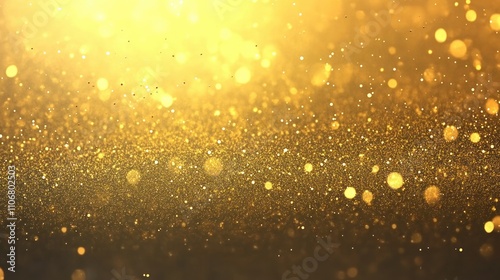 Golden Glitter Bokeh Christmas Background with Abstract Vector Design and Overlay Texture of Shimmering Gold Dust