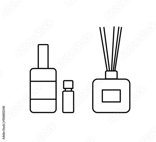 ルームフレグランスのイラスト素材セット　線画のみ