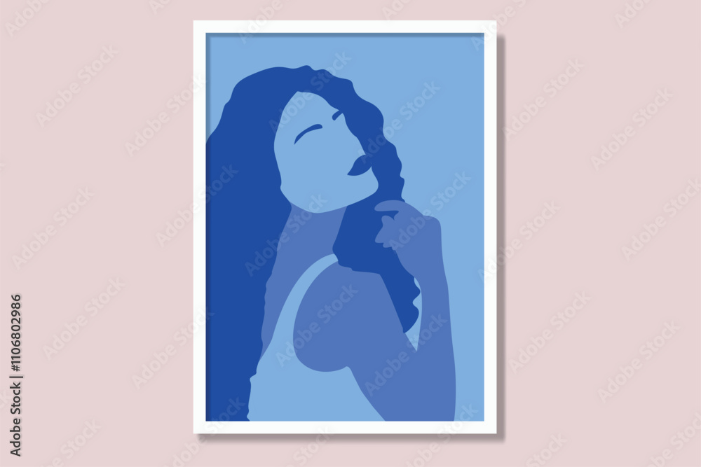 Feminine printable wall art poster. Modern framed canvas prints minimal Vector illustration art. Elegance aesthetic blue color art women minimalism interior design. Feminine printable wall art poster. Modern framed canvas prints minimal Vector illustration art. Elegance aesthetic blue color art women minimalism interior design.