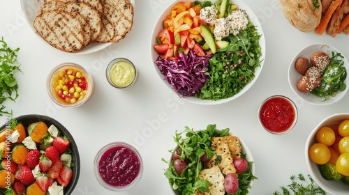 Wallpaper Mural A colorful assortment of healthy salads and grilled items arranged on a table. Torontodigital.ca