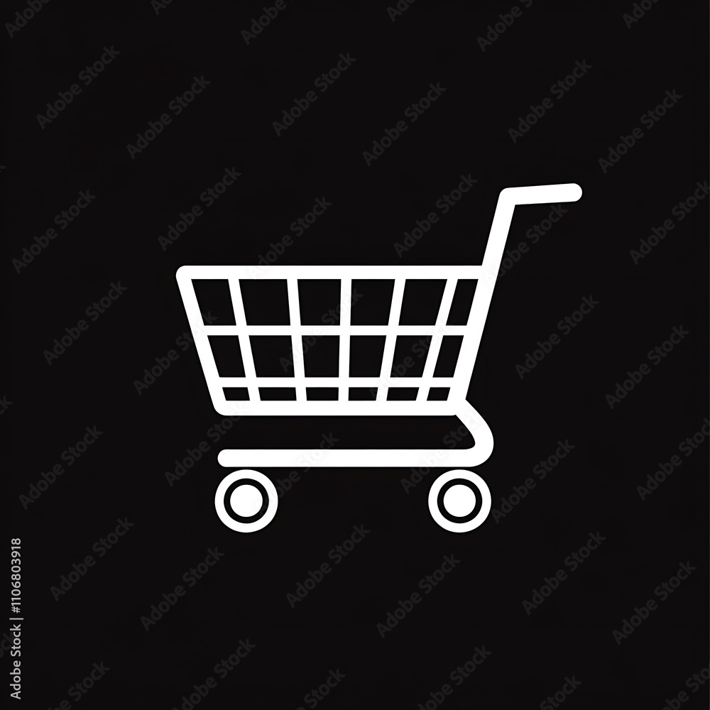 flat icon logo, cart icon, vector lines, round corners, black and white, simple shapes, minimal flat icon logo, cart icon, vector lines, round corners, black and white, simple shapes, minimal