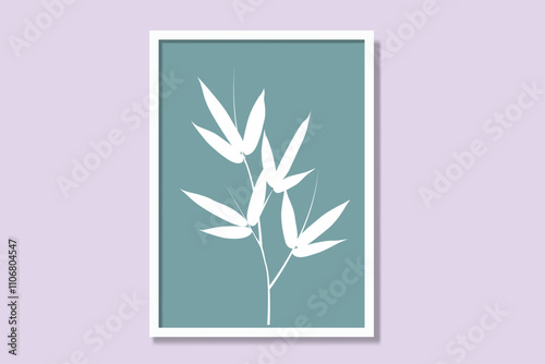 Natural shapes leave printable wall art posters. Modern framed canvas prints minimal Vector illustration art. Elegance bamboo minimalism interior design. 