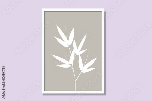 Natural shapes leave printable wall art posters. Modern framed canvas prints minimal Vector illustration art. Elegance colorful bamboo minimalism interior design. 