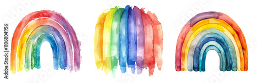 Vibrant Watercolor Rainbow Designs for Creative Projects Isolated on transparent background