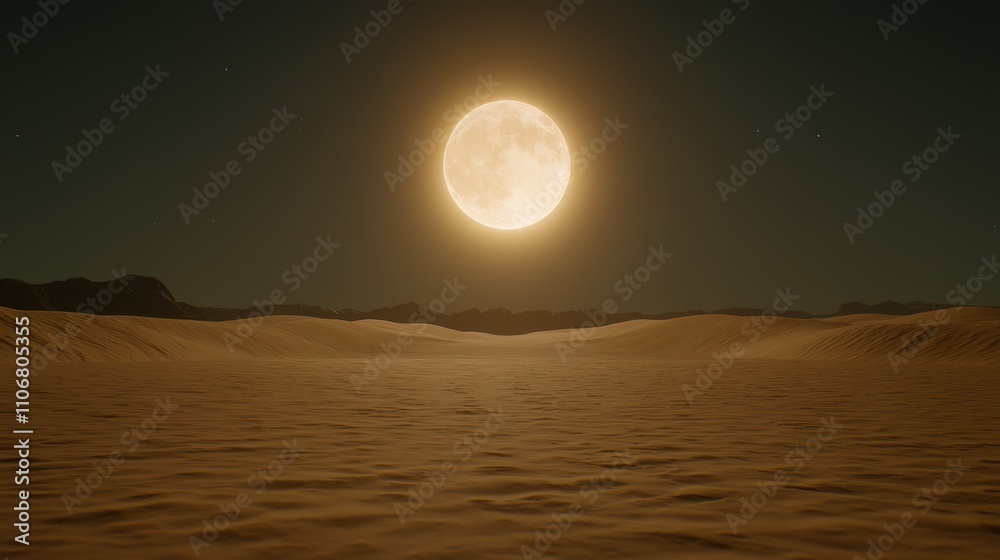Mystical Desert Night Full Moon over Sand Dunes Adventure Travel Mystical Desert Night Full Moon over Sand Dunes Adventure Travel