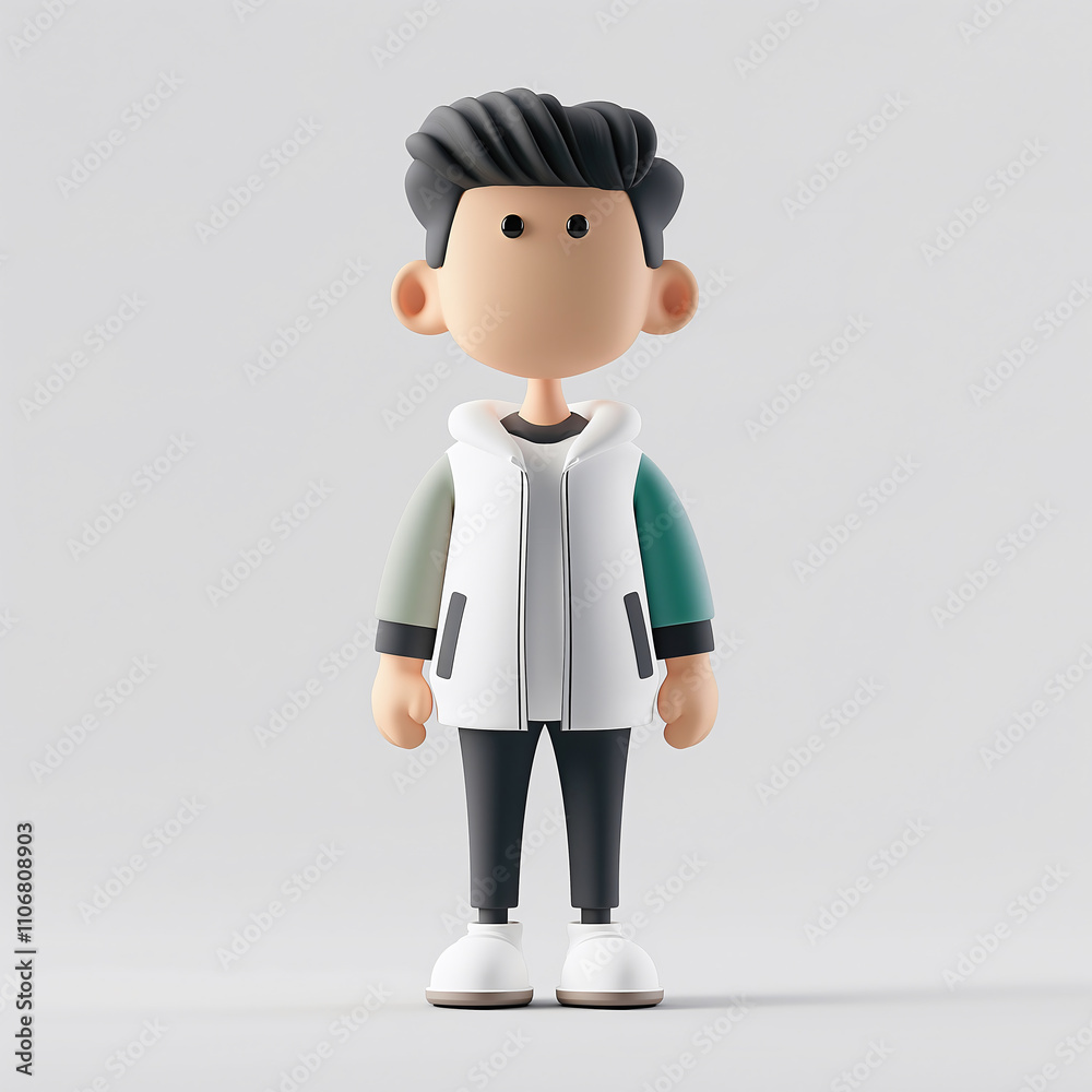 A computer science instructor character stands confidently with a modern posture A computer science instructor character stands confidently with a modern posture