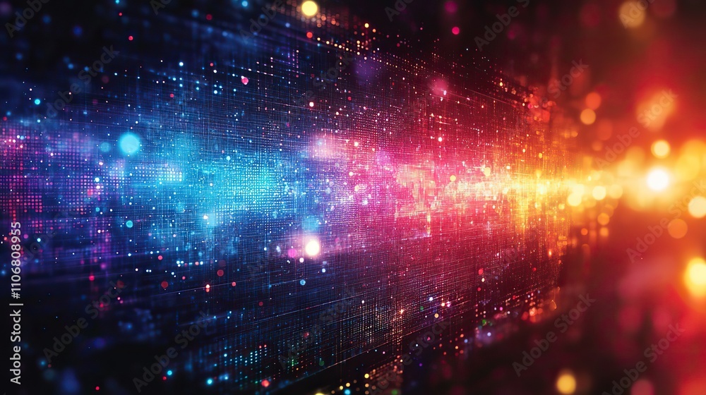A digital background with blue, red, and green data flows, symbolizing technological innovation A digital background with blue, red, and green data flows, symbolizing technological innovation