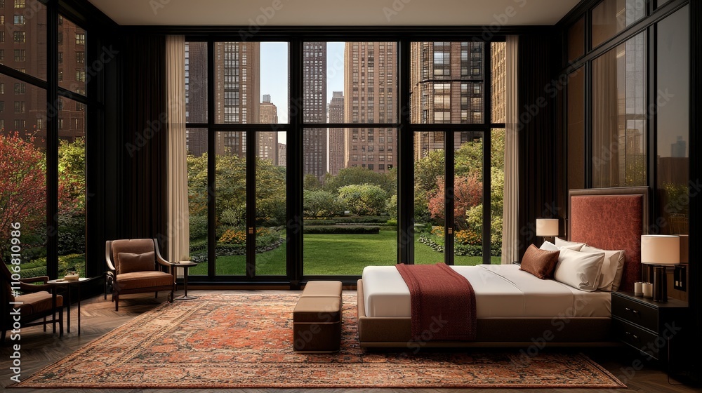 Luxurious Bedroom with City View Garden Oasis Luxurious Bedroom with City View Garden Oasis