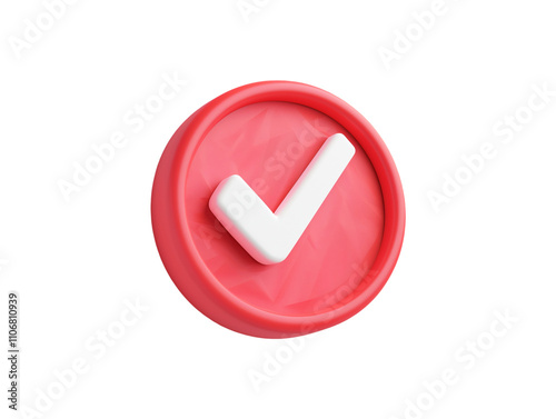 Check mark on rounded shape isolated on transparent background 