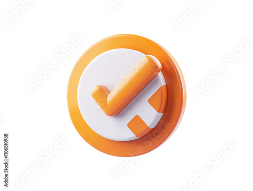 Check mark on rounded shape isolated on transparent background 