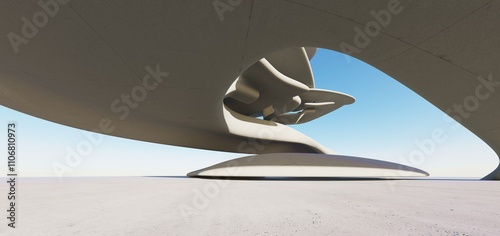Obraz na płótnie 3d render of abstract futuristic architecture with concrete floor. w salonie