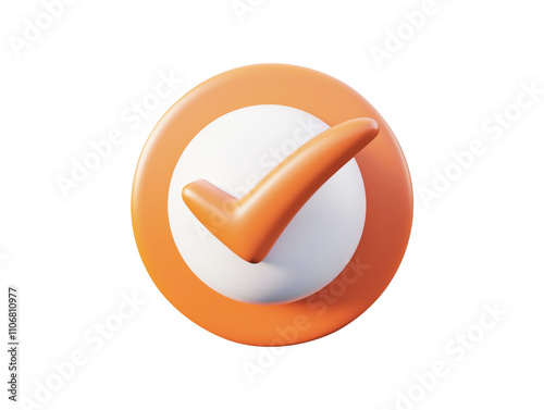 Check mark on rounded shape isolated on transparent background 