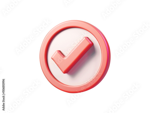 Check mark on rounded shape isolated on transparent background 