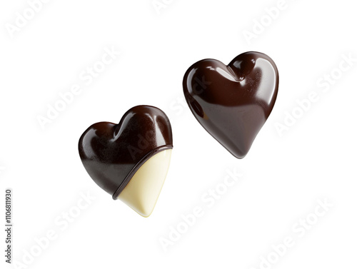 Heart shaped chocolate isolated on transparent background, generative ai,  