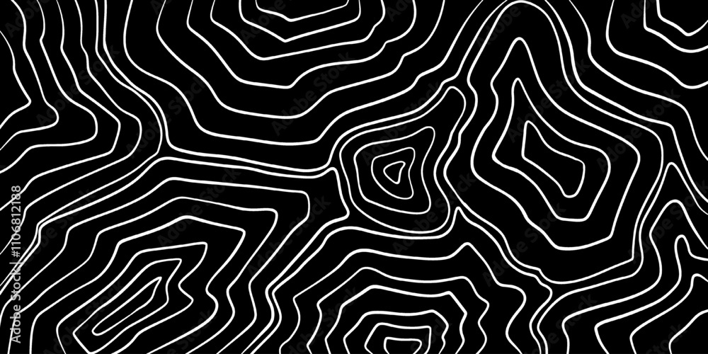 Background of white lines. Thin lines, black background, waves, vector graphics, topographic lines, wallpaper with contours, abstract lines Background of white lines. Thin lines, black background, waves, vector graphics, topographic lines, wallpaper with contours, abstract lines