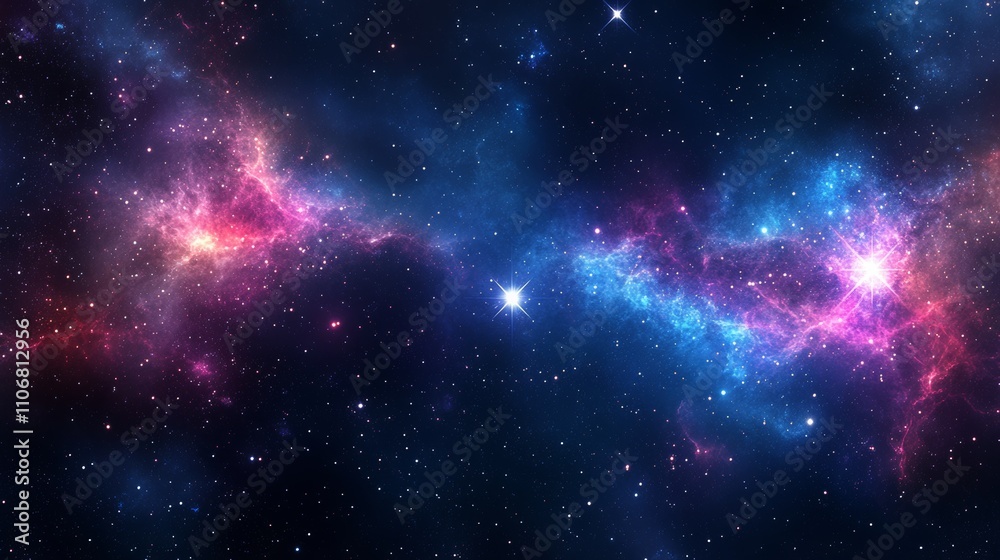 Naklejka premium Cosmic Galaxy Background with Starry Elements