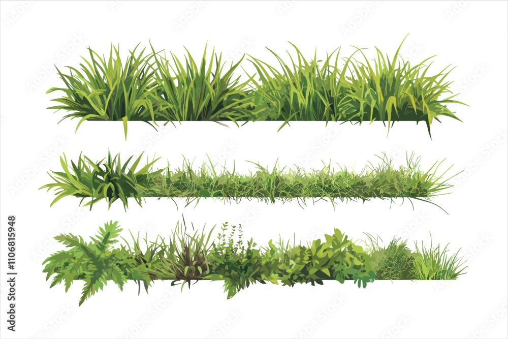 Silhouette set of grass borders vector Silhouette set of grass borders vector