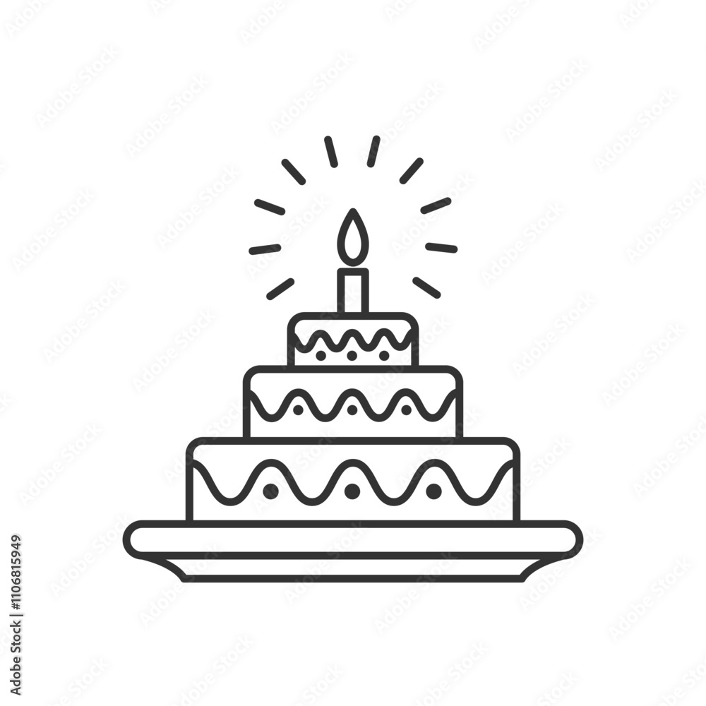 Birthday cake Icon isolated vector illustration. Birthday cake Icon isolated vector illustration.