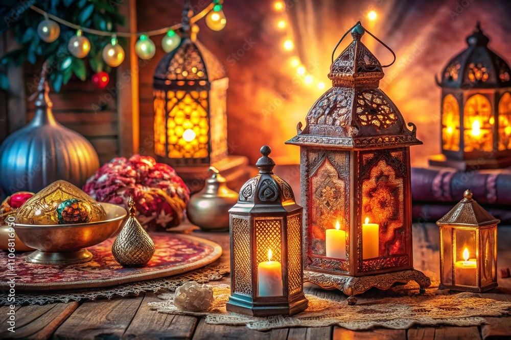 Charming Ramadan Kareem Interior Design Concept Featuring Elegant Decor, Warm Lighting, and Festive Elements for a Cozy Atmosphere Charming Ramadan Kareem Interior Design Concept Featuring Elegant Decor, Warm Lighting, and Festive Elements for a Cozy Atmosphere
