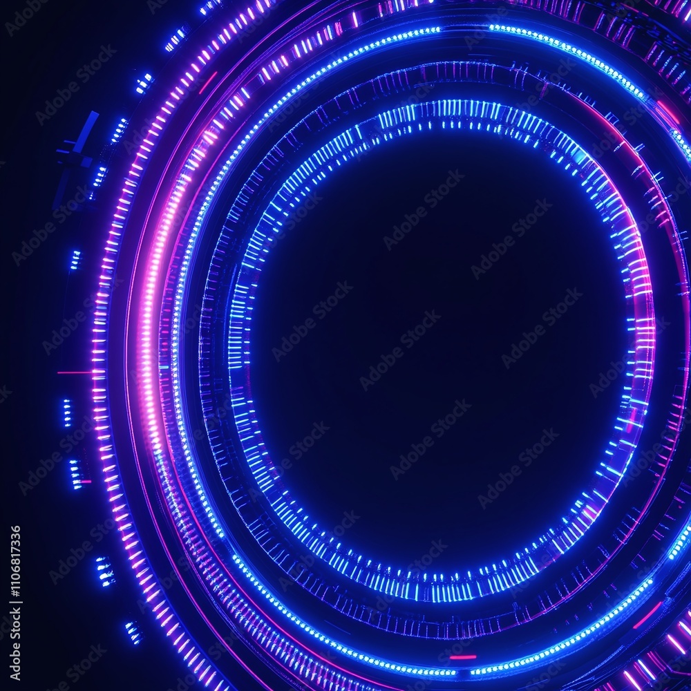 Abstract glowing circular patterns with neon lights in futuristic digital design for modern backgrounds Abstract glowing circular patterns with neon lights in futuristic digital design for modern backgrounds