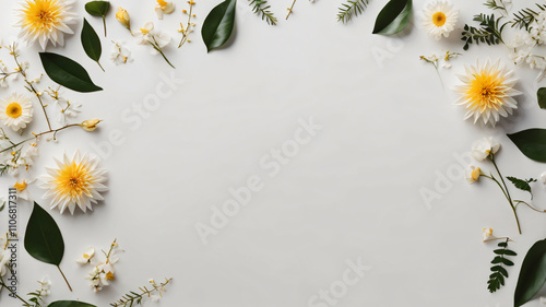 Meadow flower creative pattern. Design element. Springtime and summer concept. Top view, flat lay